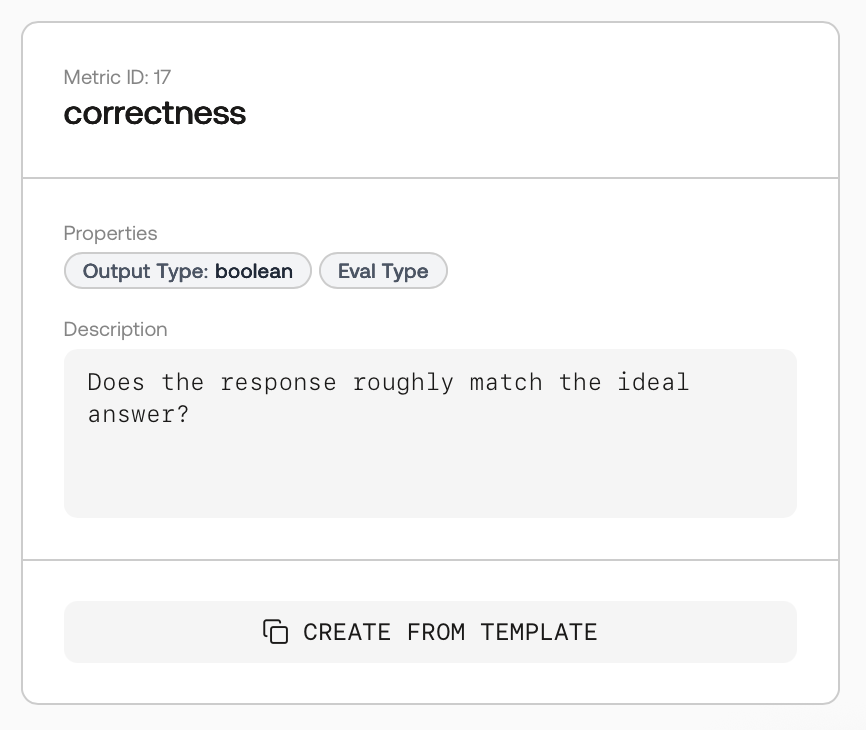 Metric Template to Copy